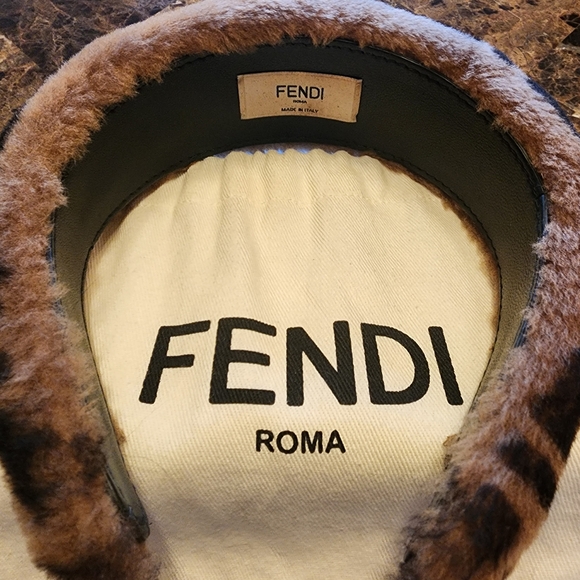 GORGEOUS - Fendi FF, Zucca Shearling, Brown and Black Headband - Picture 4 of 9